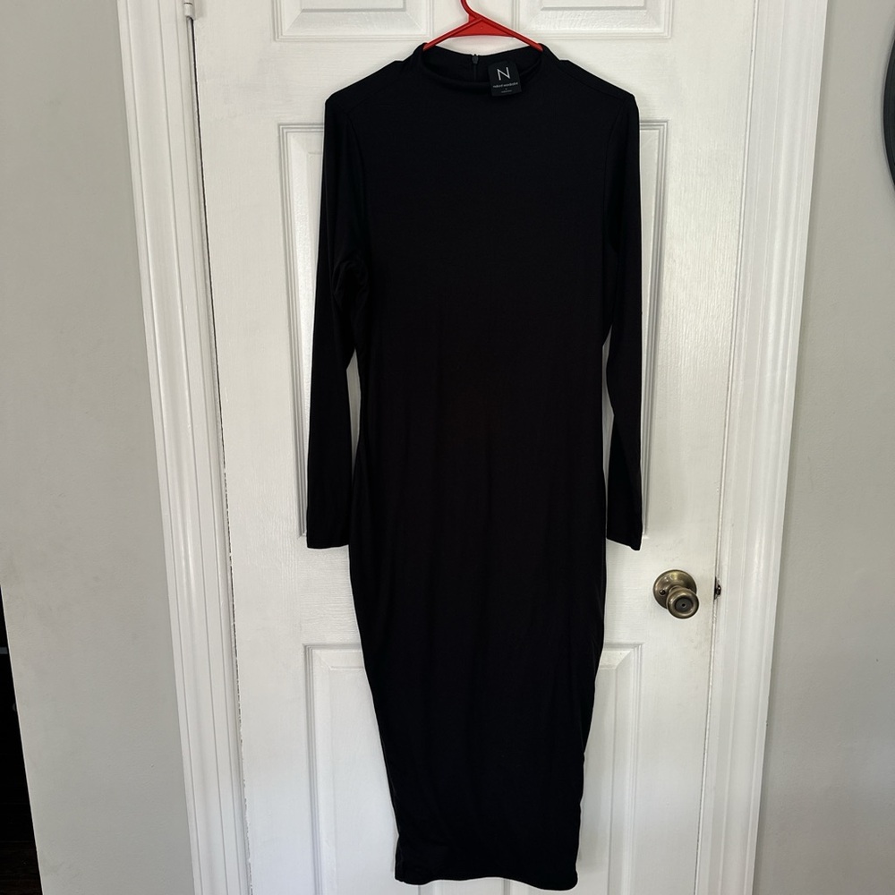 Naked Wardrobe Elegant Black Long Sleeve Dress